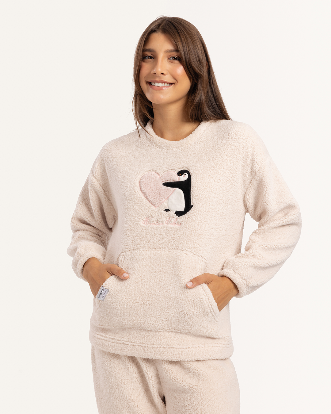 بيجاما بكم طويل و بنطلون بولار بطريق