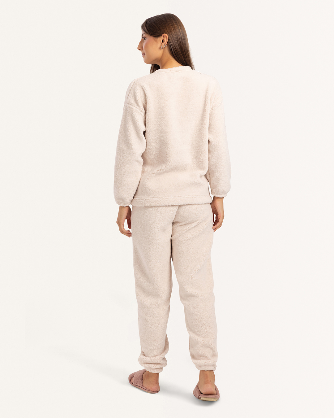 بيجاما بكم طويل و بنطلون بولار بطريق