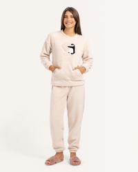 Penguin Love Long Sleeve Pajama Set with Polar Fleece Pants