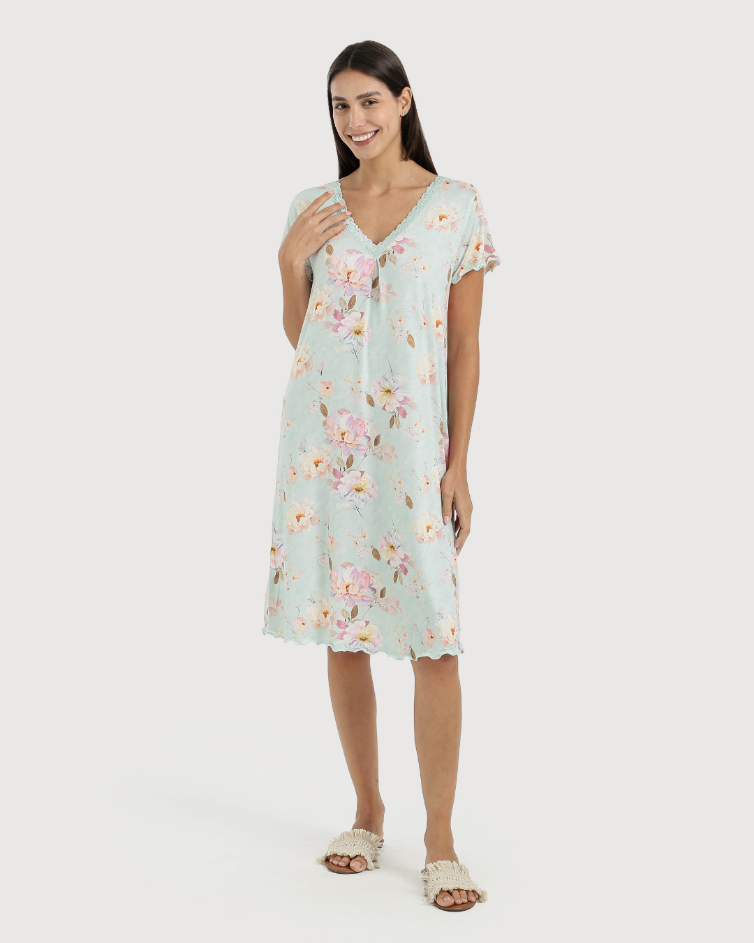 Women's V-neck Lace Half-Sleeve Shirt