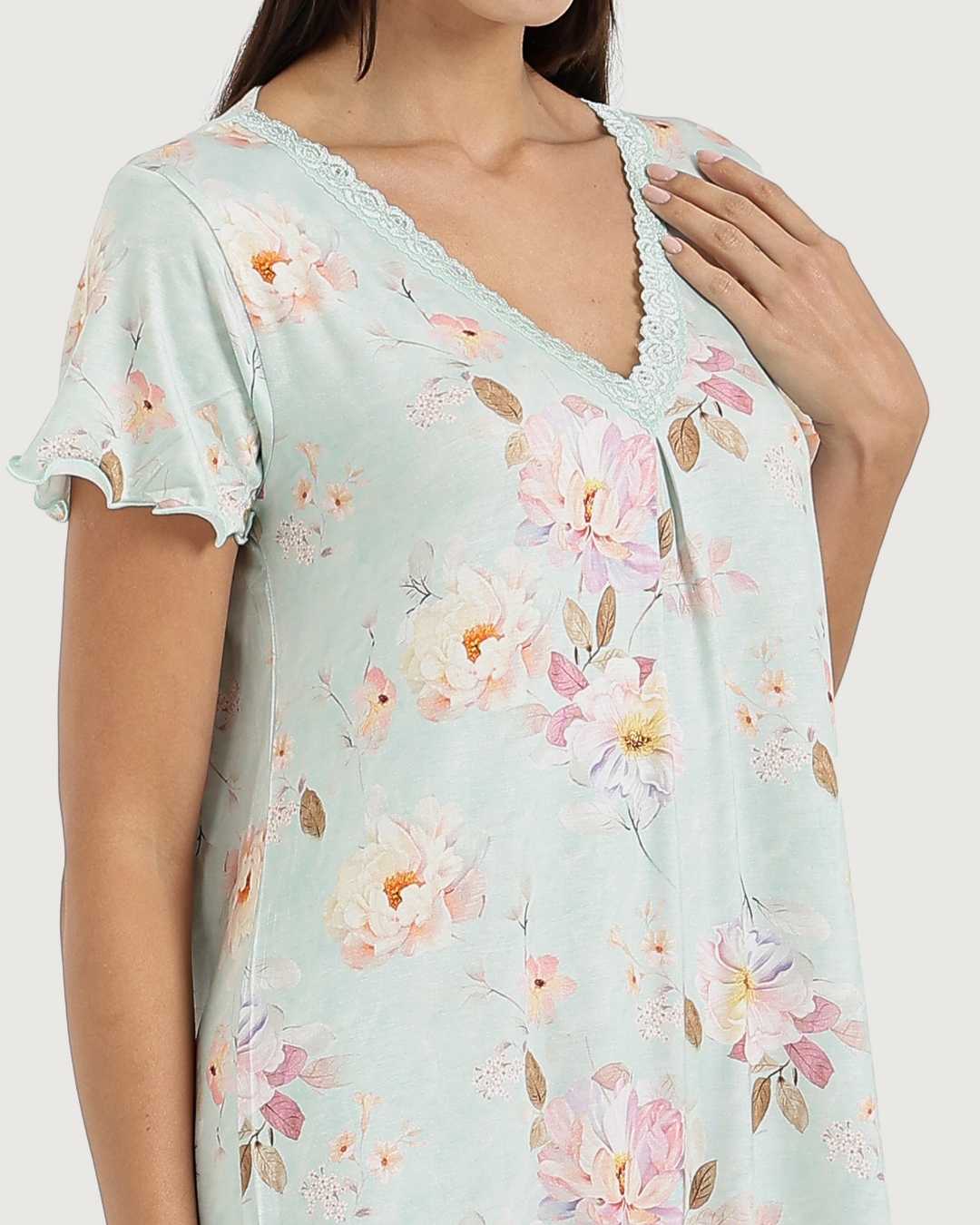 Women's V-neck Lace Half-Sleeve Shirt