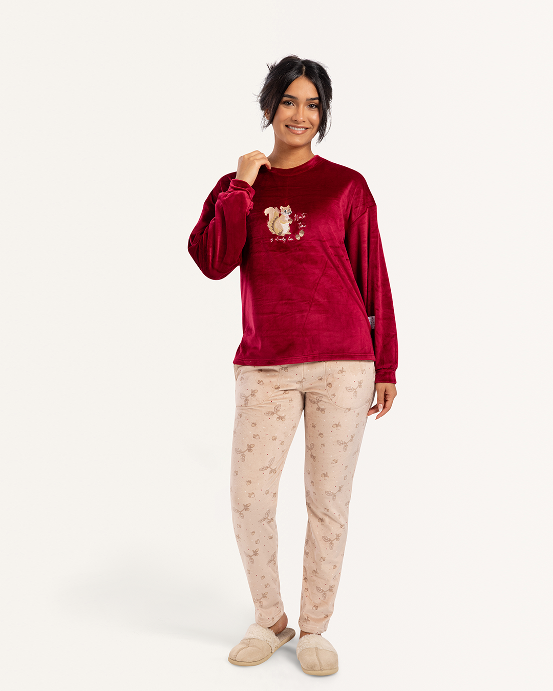 بيجاما بنطلون و توب كم باف وقت الشتاء