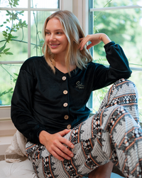 بيجاما بزراير و بنطلون مطبوع