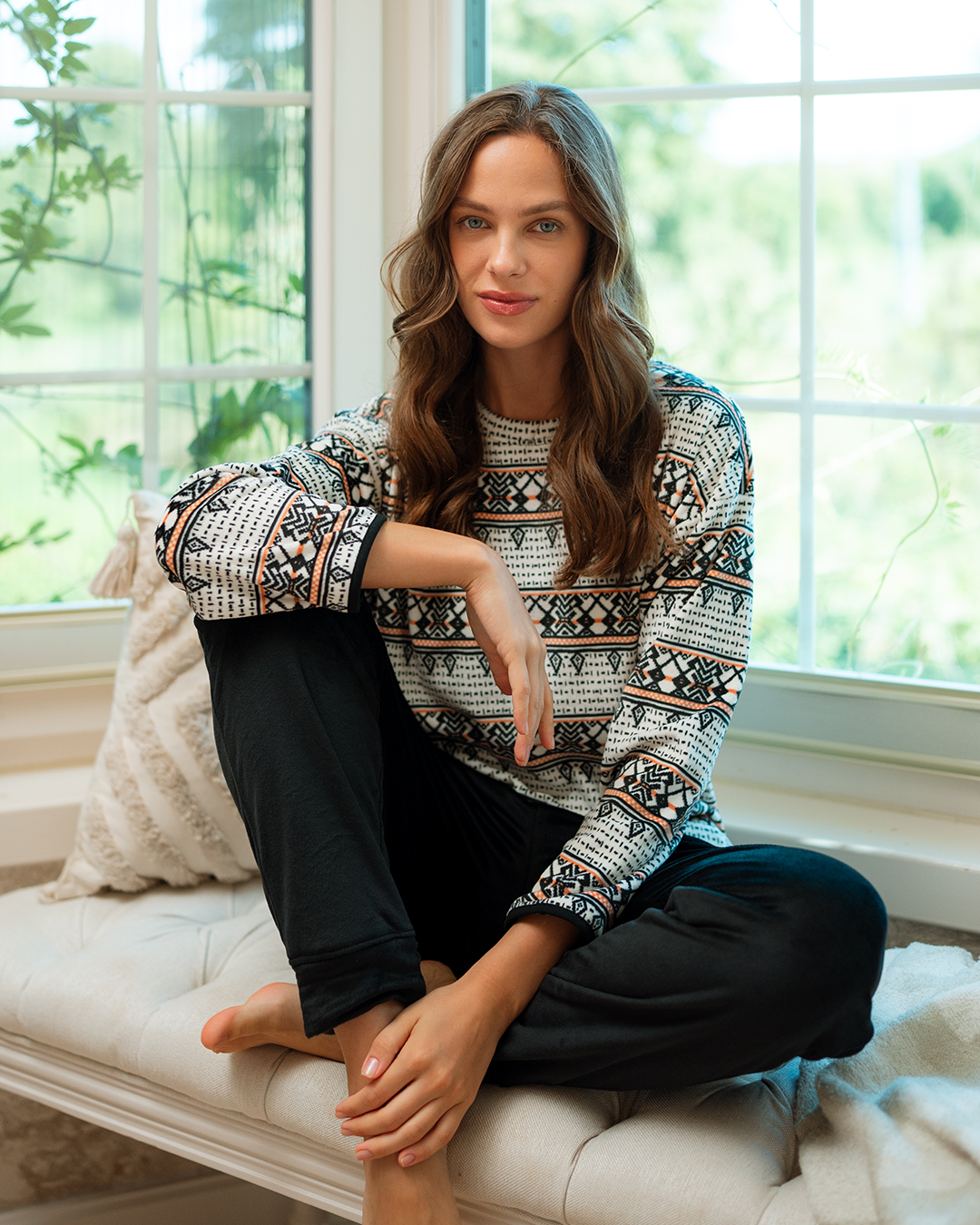 بيجاما كُم طويل طباعه اندلسيه