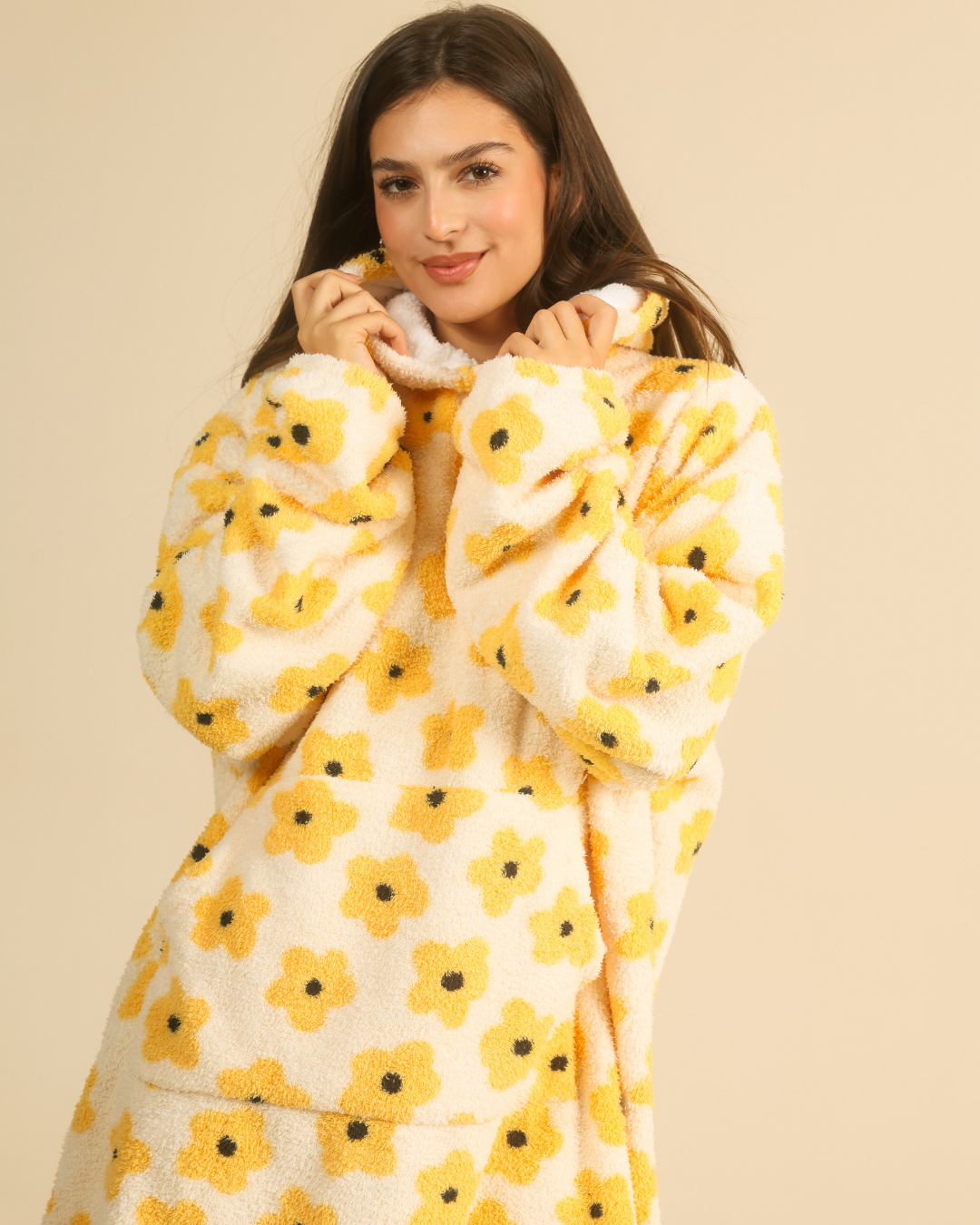 Enjoy Warmth in Big Yellow Flowers Wearable Blanket 