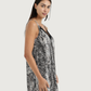 Women's V-Neck Shirt with Snake Leather Strap