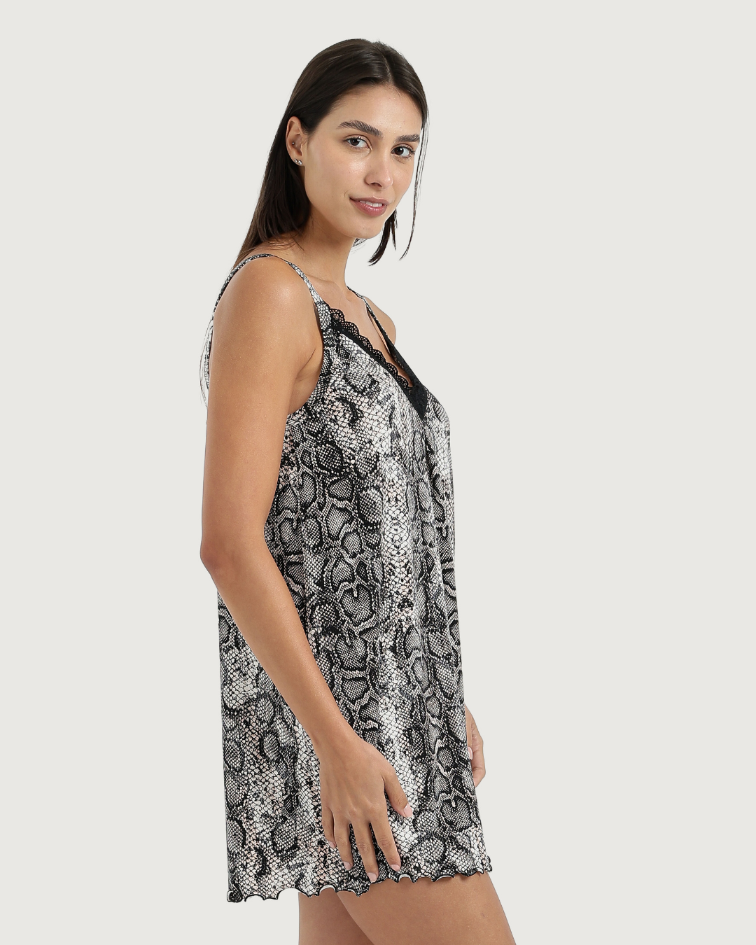 Women's V-Neck Shirt with Snake Leather Strap