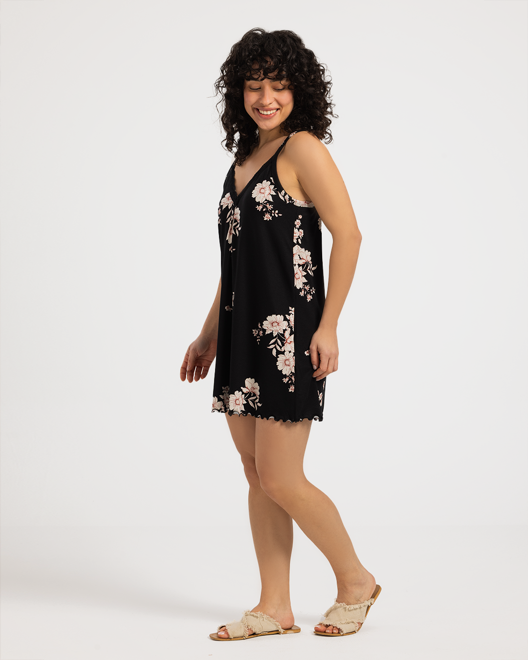 Women's V-Neck Shirt with Floral Strap