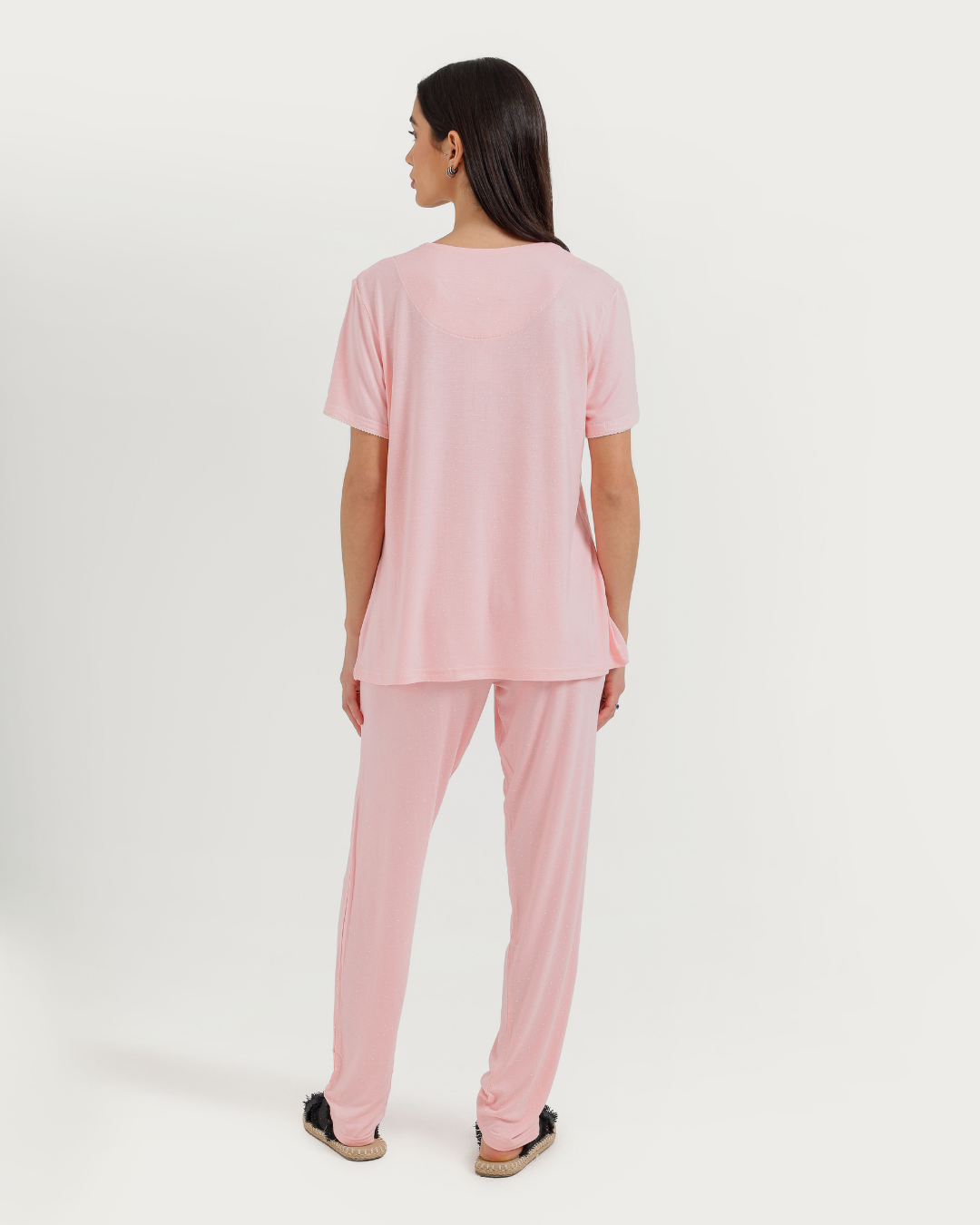 Women's Half Sleeve Pajama with Embroidered Pants