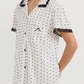 Women's Half Sleeve Pajama with Buttons and Printed Pants