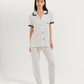 Women's Half Sleeve Pajama with Buttons and Printed Pants