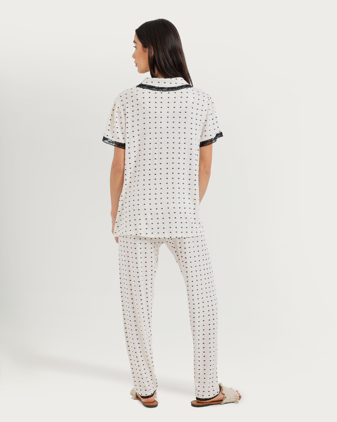 Women's Half Sleeve Pajama with Buttons and Printed Pants