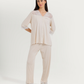 Women's Three-Quarter Sleeve Pajama with Buttons and Lace Pants