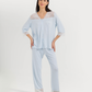 Women's Three-Quarter Sleeve Pajama with Buttons and Lace Pants