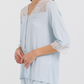 Women's Three-Quarter Sleeve Pajama with Buttons and Lace Pants