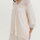 Women's Three-Quarter Sleeve Pajama with Buttons and Lace Pants