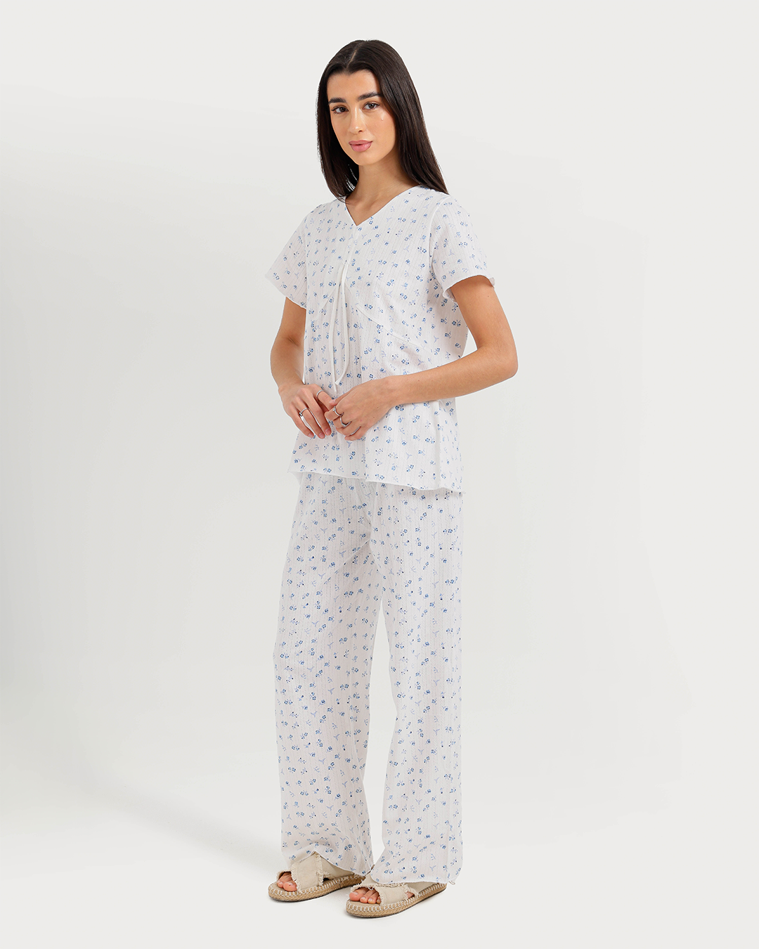 Women's half-sleeve jacquard pants pajamas