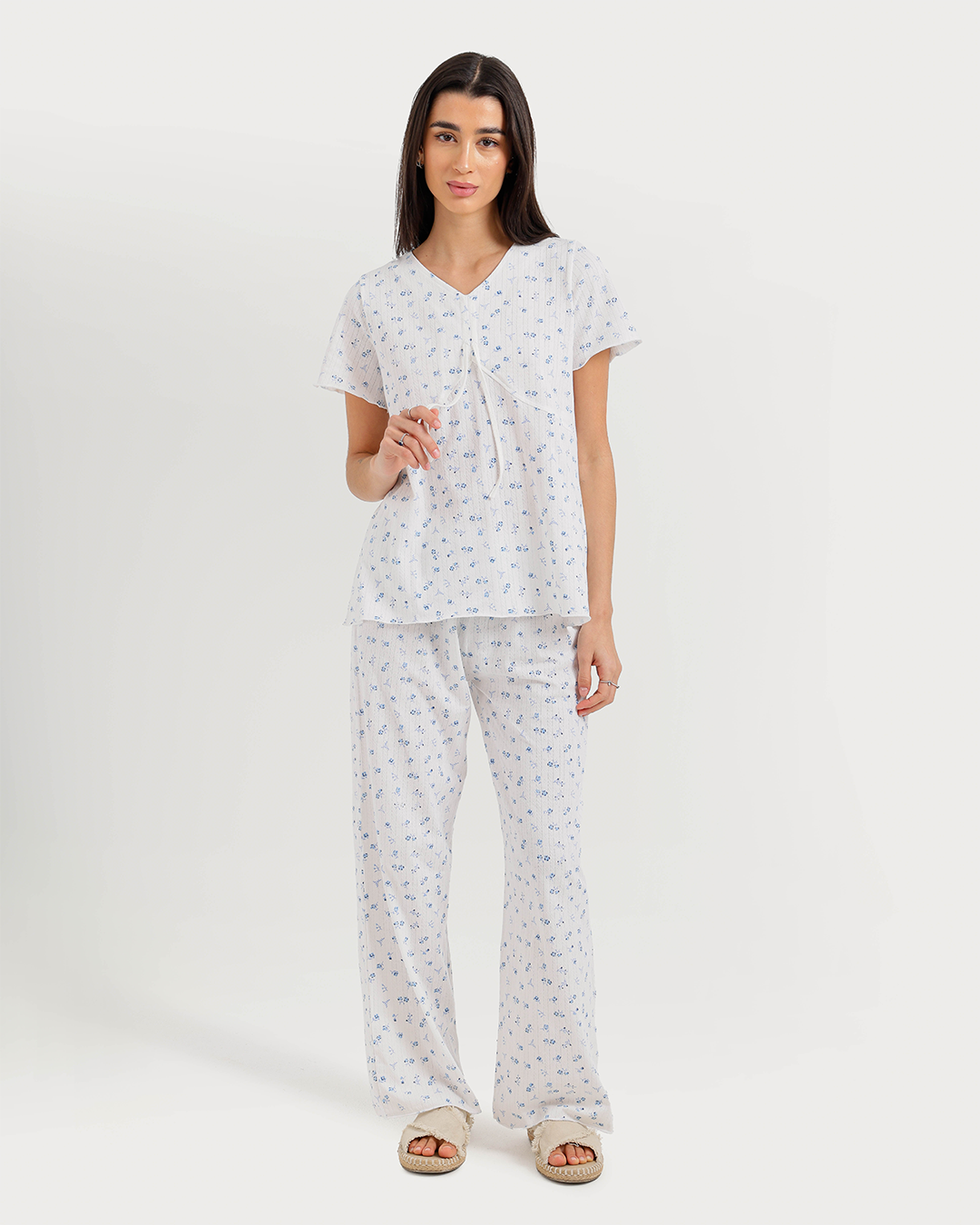 Women's half-sleeve jacquard pants pajamas