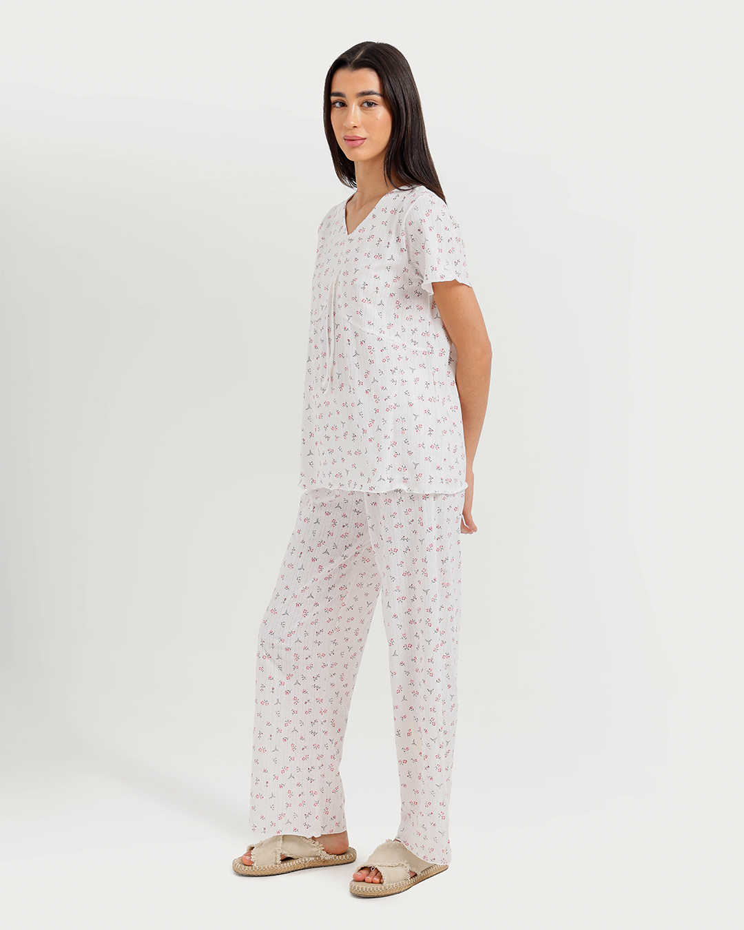 Women's half-sleeve jacquard pants pajamas
