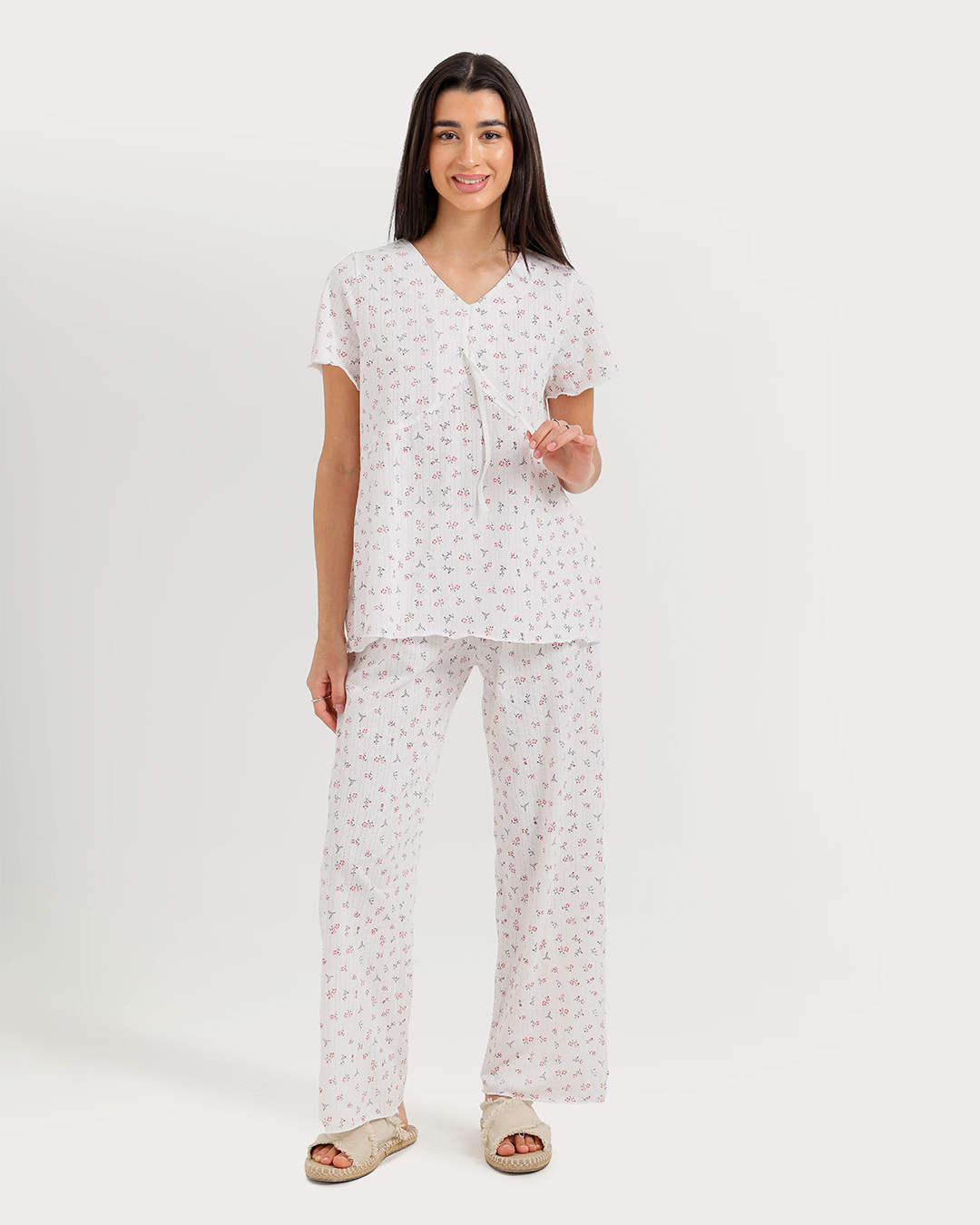 Women's half-sleeve jacquard pants pajamas