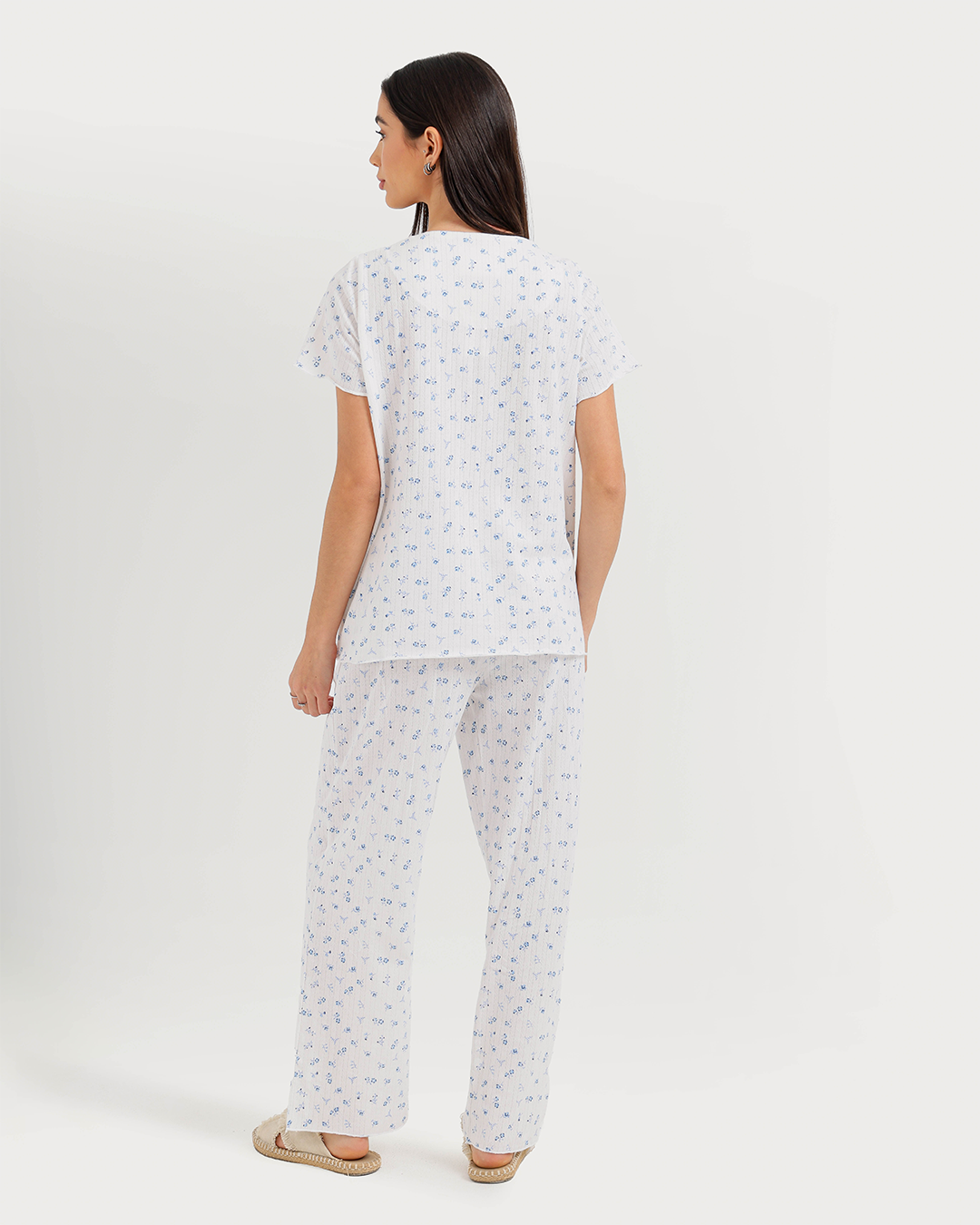 Women's half-sleeve jacquard pants pajamas