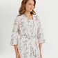 Women's 3-piece camisole, shorts, and printed robe pajamas