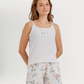 Women's 3-piece camisole, shorts, and printed robe pajamas