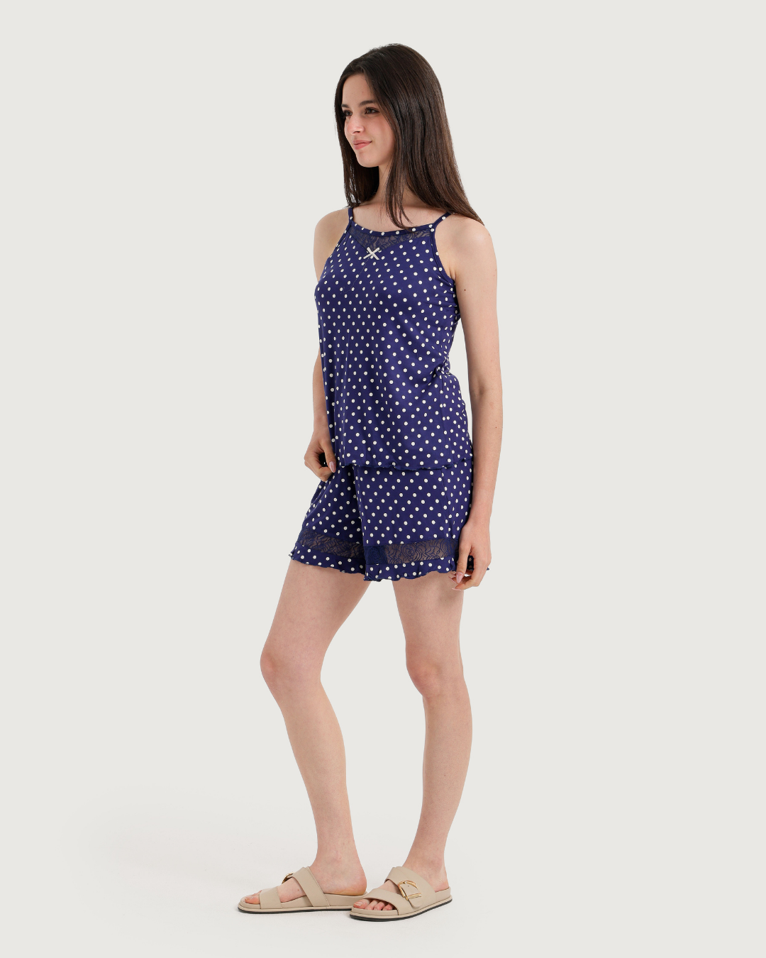 Women's Cotton Strap Shorts Pajamas with Print