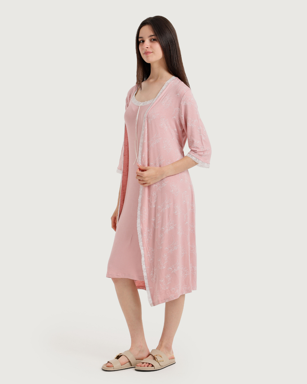 Short Women's Jalabiya with Robe and Print
