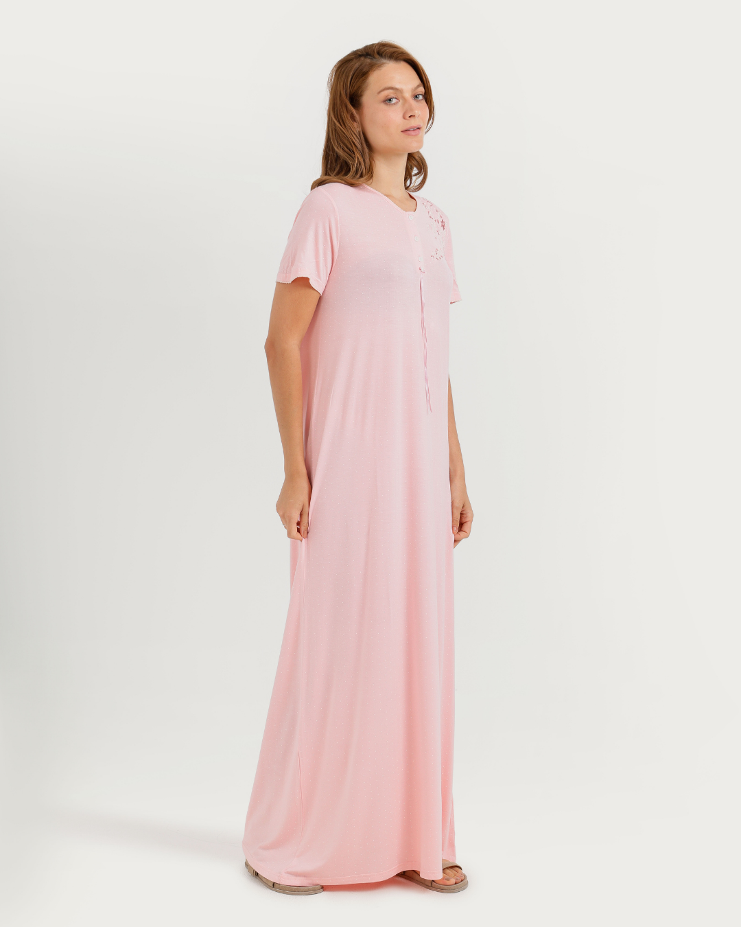 Women's Long Half Sleeve Jalabiya with Flower Branches