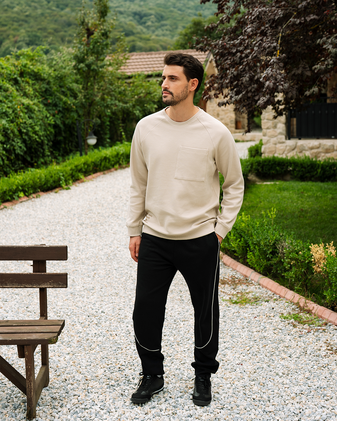 بيجاما بنطلون ميلتون و توب كم طويل بجيب