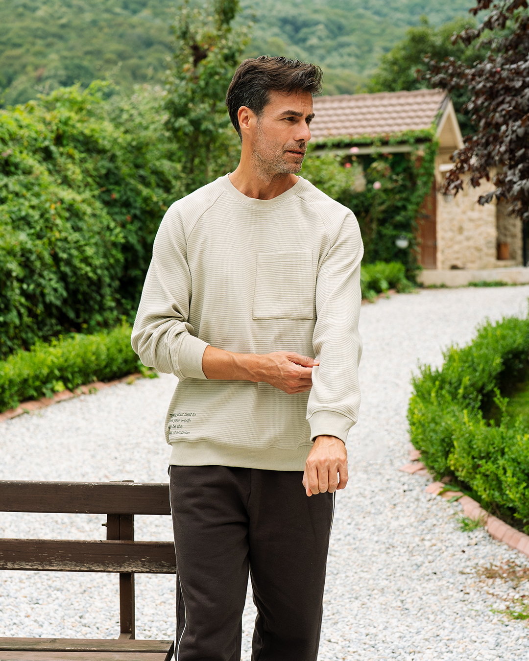 بيجاما بنطلون ميلتون و توب كم طويل بجيب