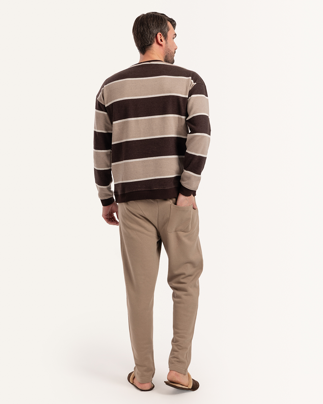 بيجاما توب مقلم و بنطلون بقصه مستقيمه