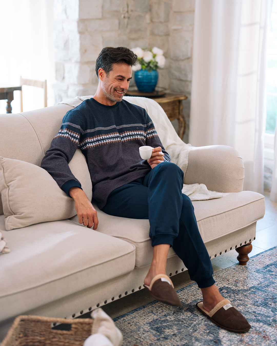 بيجاما جاكارد جيب بزراير