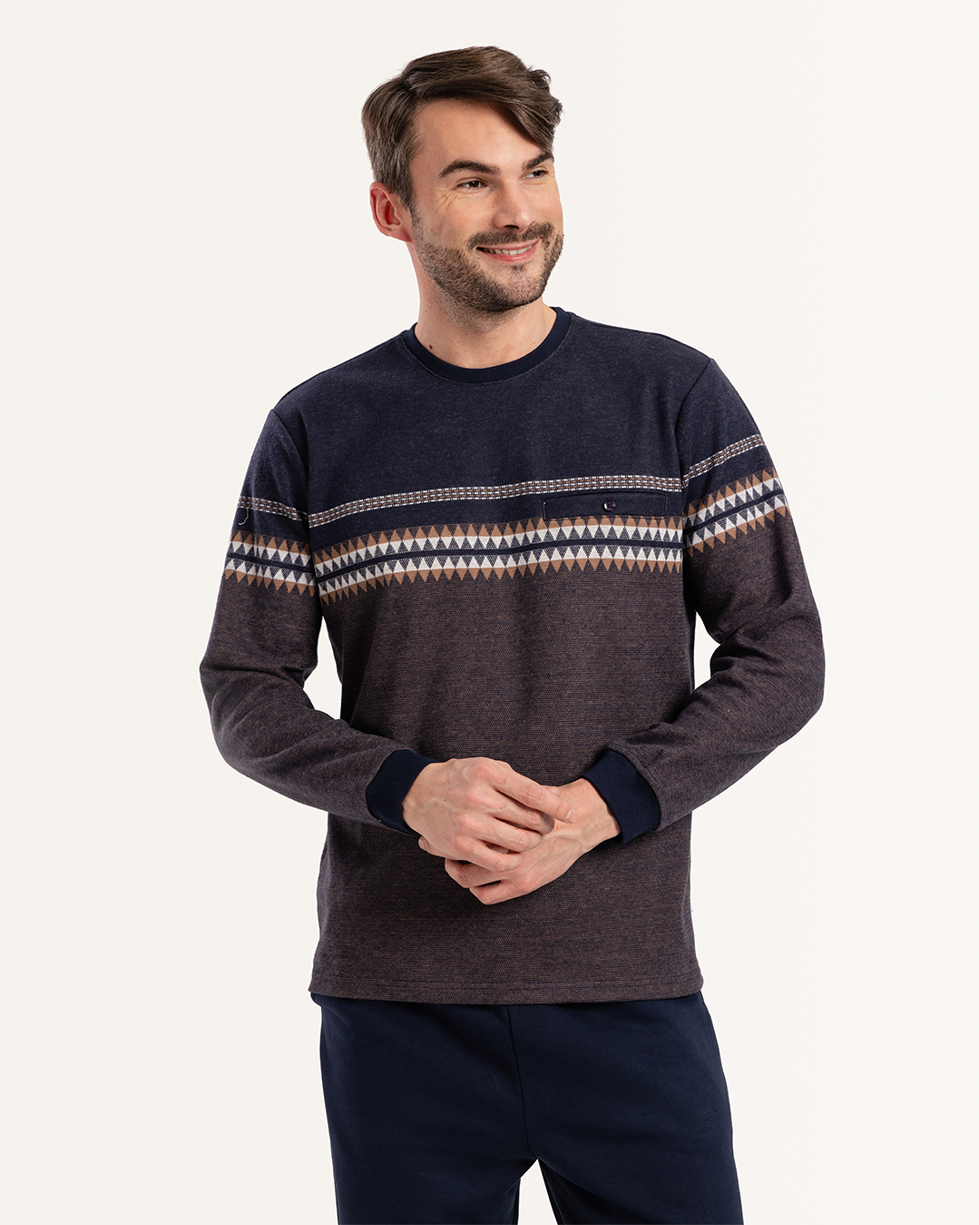 بيجاما جاكارد جيب بزراير