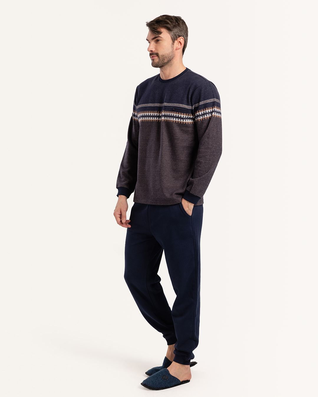 بيجاما جاكارد جيب بزراير