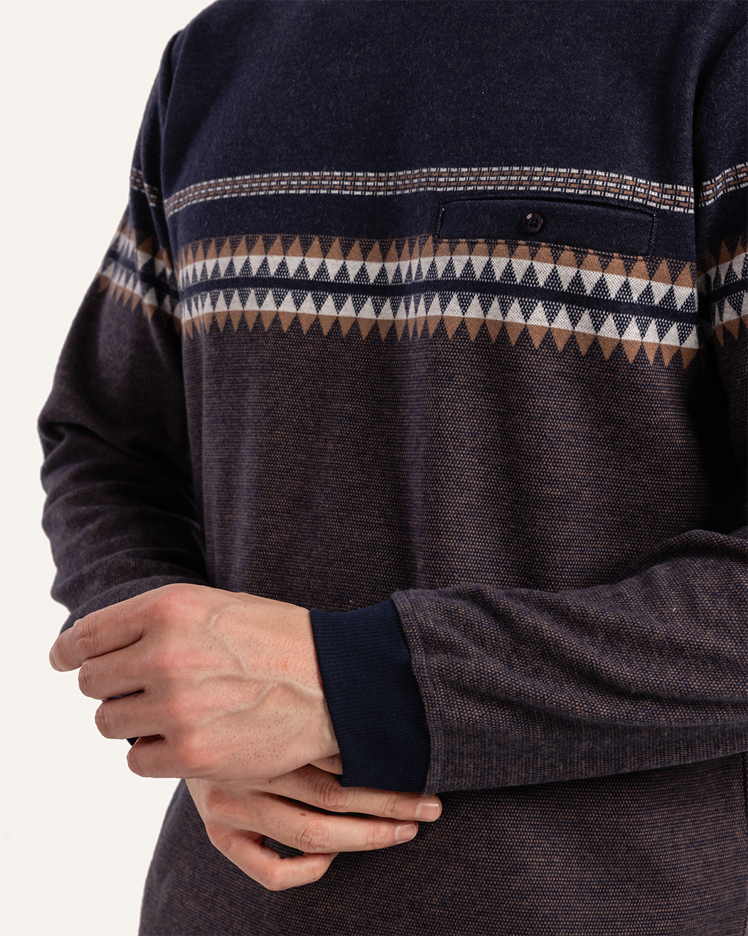 بيجاما جاكارد جيب بزراير