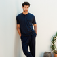 Man with an elegant classic look in a pajama with a distinctive geometric pattern