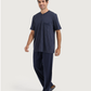 Man with an elegant classic look in a pajama with a distinctive geometric pattern
