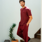 Man with an elegant classic look in a pajama with a distinctive geometric pattern
