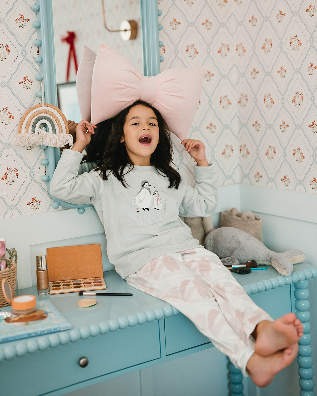 بيجاما كًم طويل و بنطلون الوان متداخله