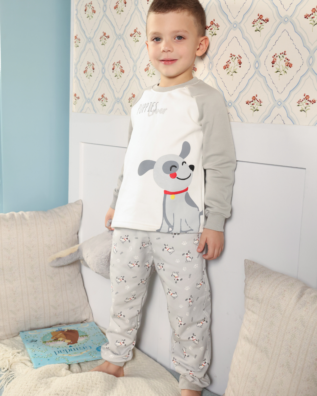 بيجاما كُم رجلان عاشق الجراء