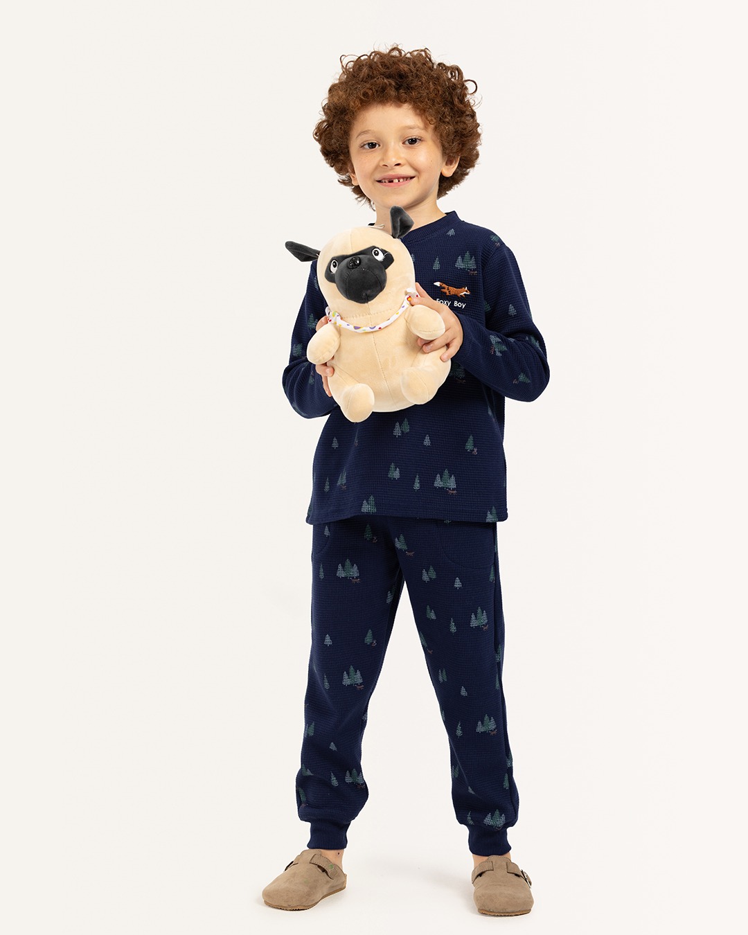 بيجاما بزراير أشجار الكريسماس