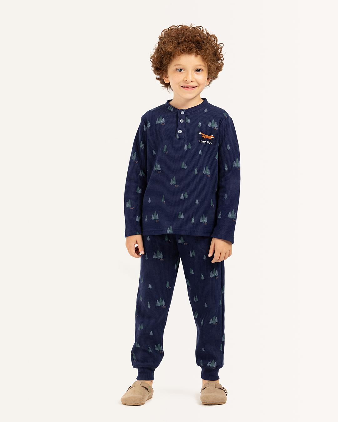 بيجاما بزراير أشجار الكريسماس