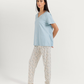 Women's Half Sleeve Pajama with Embroidered Pants