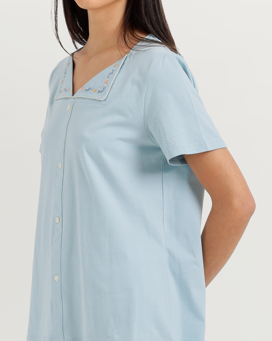 Women's Half Sleeve Pajama with Embroidered Pants