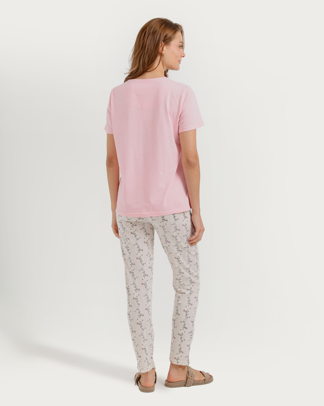 Women's Half Sleeve Pajama with Embroidered Pants
