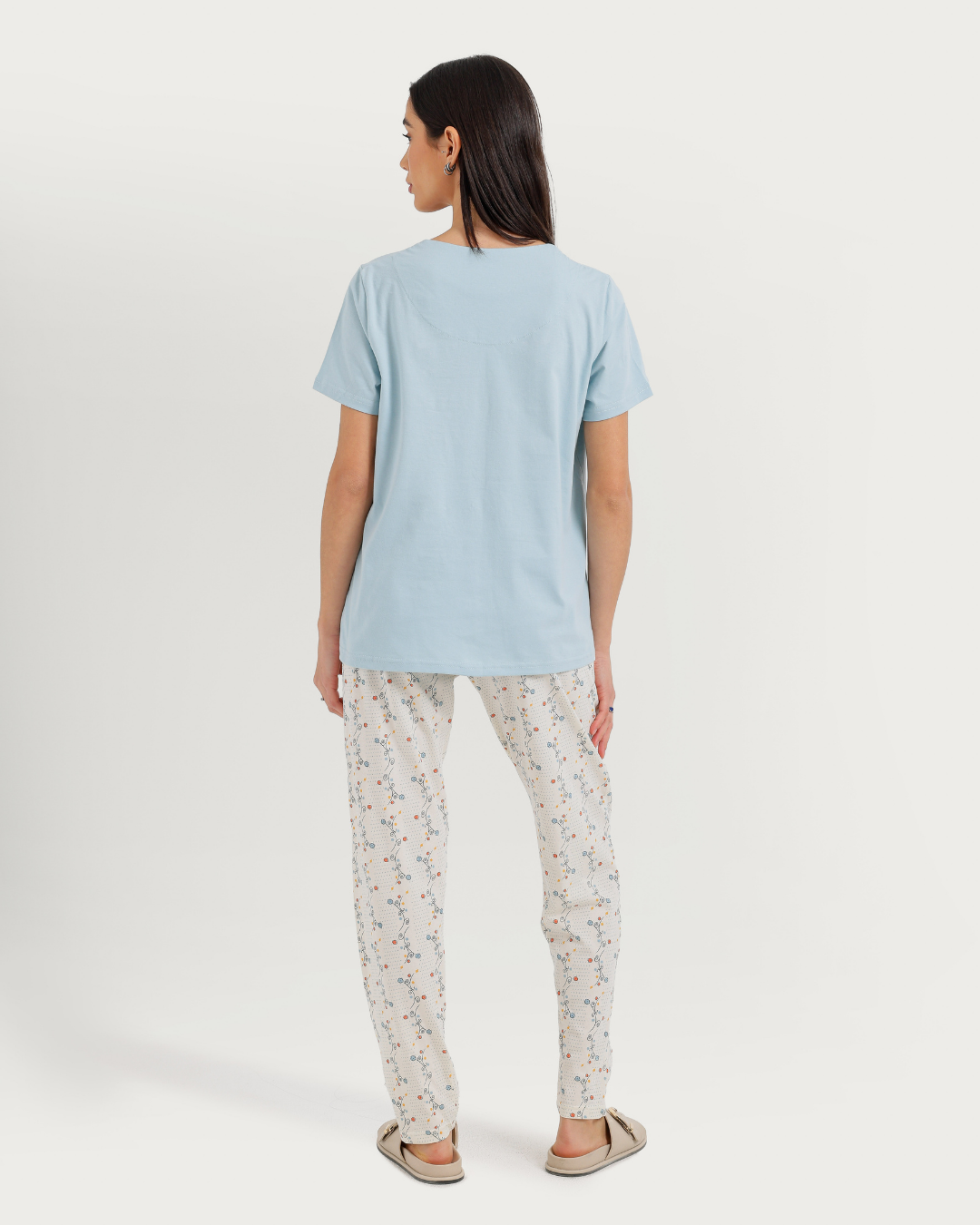 Women's Half Sleeve Pajama with Embroidered Pants