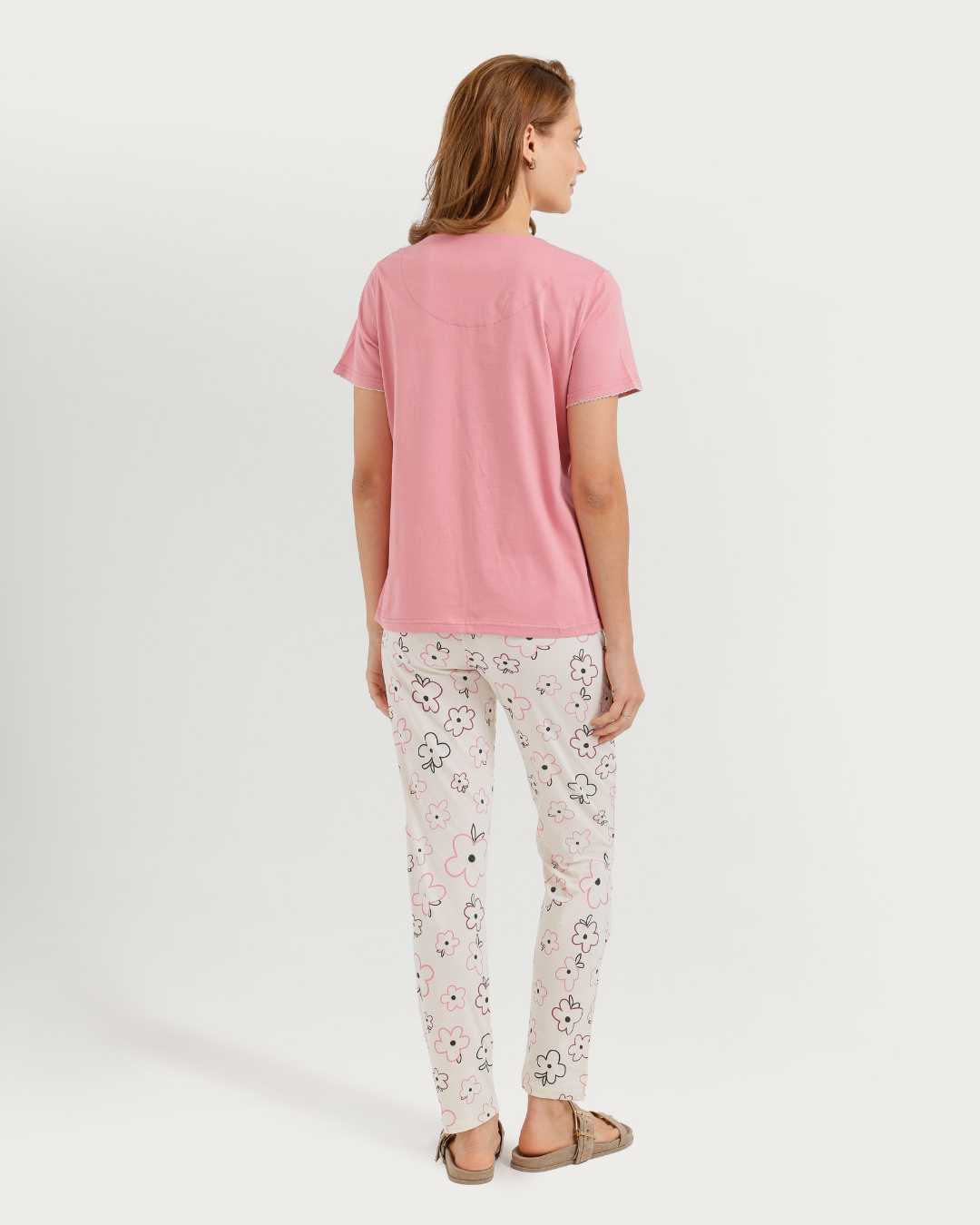 Women's Half Sleeve Pajama with Embroidered Pants