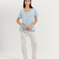 Women's Half Sleeve Pajama with Embroidered Pants